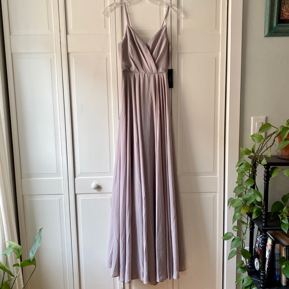 Lulu’s All About Love Light Grey Maxi Dress
